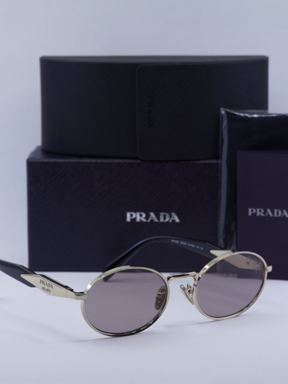 Prada PR65ZS ZVN20I Oval Sunglasses – Pale Gold\Light Purple Brown - Picture 9 of 12